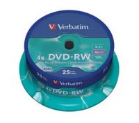   DVD-RW Verbatim 4.7  4x cake box ( 43639 ) 25 .