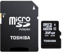   Micro SDHC 32Gb Class 4 Toshiba SD-C32GJ BL5A +  SD