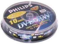  DVD+RW Philips 4.7 Gb, 4x, Cake Box (10), (10/600)