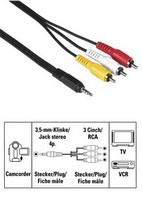   , 4-pin 3.5 Jack Plug-3 RCA (phono) Plugs, 3 m