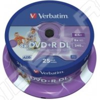  DVD+R Verbatim 8.5 Gb, 8x, Cake Box (50), Double Layer Ink Printable (50/200)