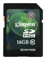 - SDHC 16  Kingston , Class 10 ( SD10V/ 16GB )