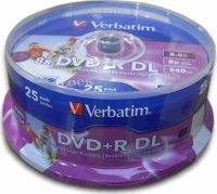  DVD+R  Verbatim DualLayer 8,5Gb 8x 25 . CakeBox Printable (43667)