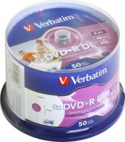  DVD+R  Verbatim DualLayer 8,5Gb 8x 50 . CakeBox Printable (43703)