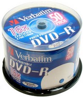   Verbatim DVD+R 4,7Gb 16x Cake Box InkJet Printable 50p