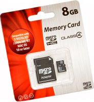   Memory Card microSDHC 8GB Class 4 + SD adapter