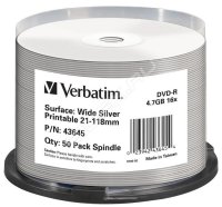  DVD-R Verbatim 4.7Gb 16x Bulk Wide Silver Printable (50 ) (43645)