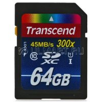 Micro SecureDigital 64Gb SDXC UHS-1 Transcend Premium 300X class10 (TS64GUSDXC10) +  SD