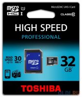   Micro SDHC 32Gb Class 10 Toshiba SD-C032UHS1 6/A +  SD THN-M302R0320EA