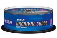 DVD-R Verbatim 4.7 , 16x, 25 ., Cake Box, Archival Grade, Photo Printable, (43634), 