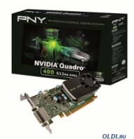   512Mb (PCI-E) PNY Quadro 400 (GDDR3, 64 bit, 2*DVI, DP, Low Profile, Bul