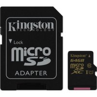   Kingston microSDXC 64Gb Class 10 UHS-I + ADP (90/45 Mb/s)