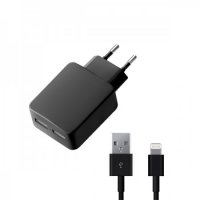 Deppa   Ultra 2xUSB 8-pin for iPhone / iPod Black 11357 