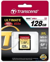   128Gb SDXC Transcend Ultimate (TS128GSDU3), Class 10, UHS-I, U3, R95 - W60 Mb/s, RTL