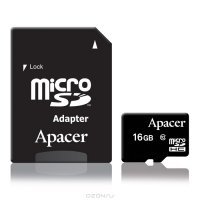   SDMicro (TransFlash) 16Gb Apacer, microSDHC Class 10 + Adapter (AP16GMCSH10-R)