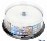  BD-R Philips 25 Gb, 4x, Cake Box (25), Printable (25/600)