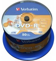 DVD-R Verbatim 4.7 , 16x, 50 ., Bulk, Wide Silver Printable, (43645),  DVD 