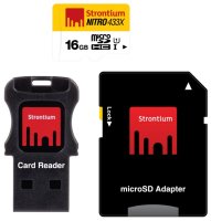   MicroSD 16Gb Strontium Nitro (SRN16GTFU1T) Class 10 microSDHC + adapter + USB reader