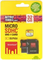   Strontium NITRO microSDHC Class 10 UHS-I U1 466X 32GB + SD adapter & USB Card Reader (S