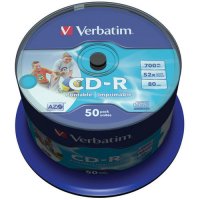   Verbatim CD-R 700Mb 52x Printable InkJet Cake Box 50P