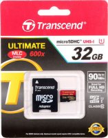 Micro SecureDigital 32Gb HC Transcend Ultimate class10 UHS-I (TS32GUSDHC10U1) +  SD