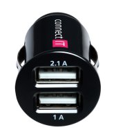   CARLINE 2xUSB 1A/2.1A 12/24V Black