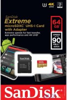   Micro SecureDigital 64Gb SanDisk Extreme microSDXC class 10 UHS-1 U3 V30 (SDSQXVF-064G-