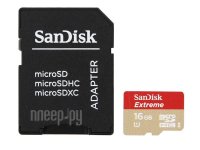   16Gb - Sandisk - Micro Secure Digital HC Class 10 UHS-I Extreme SDSDQX-016G-U46A  