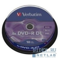  DVD+R Verbatim 8.5Gb 8x Double Layer Cake Box (10 ) (43666)