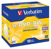  DVD+RW Verbatim 4.7Gb 4x Jewel Case (10 ) (43246)