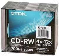  CD-RW TDK 700Mb 4x-12x Slim Case (10 ) (T18792)