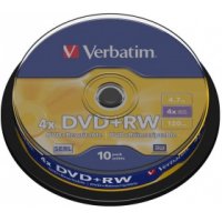   DVD+RW Verbatim 4.7  4x cake box ( 43488 ) 10 .