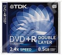  DVD+R TDK 8.5Gb 2.4x Jewel Case DL (DVD+RDL001J/TDK) (1 )