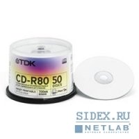  TDK CD-R 700MB 52x Cake Box (50 ) Printable (t19514) CD-R80PWWCBA50-V