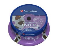  DVD+R Verbatim 4.7Gb 8x Cake Box Digital Movi (25 ) (43767)