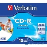  CD-R Verbatim Printable Surface 700Mb 80  52-x Jewel Case (10 .) (43325)