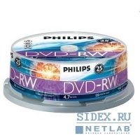 DVD-RW  4, 7Gb 4  Philips, 25 , Cake Box