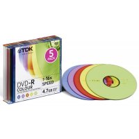  TDK DVD-R 4.7Gb 16x SJC (5 ) Color (t19825) DVD-R47SCMIXED5-L