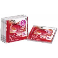  TDK DVD-RW 4.7Gb 2x-6x Jewel Case (5 ) (t19431) (DVD-RW47ED5-D)