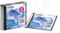  DVD-R TDK 4.7Gb 16  Slim Case (DVD-R47SCED5) (5 )