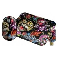  Ed Hardy Wireless mouse+pad+USB flash Full Color Black USB