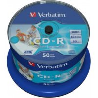  CD-R Verbatim 700Mb 52x AZO Wide Inkjet Printable (50 ) (43438)