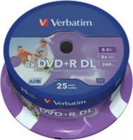  DVD+R  Verbatim 4,7Gb 16x 25 . Printable CakeBox (43539)