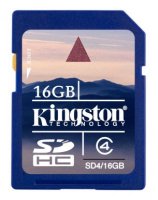 16Gb   SecureDigital (SDHC) Kingston  4 (SDV/16GB) SDHC Video (240min)