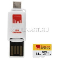   TransFlash 64Gb MicroSDXC Class 10 UHS-1 85 MB/s STRONTIUM Nitro, SRN64GTFU1T, USB/OTG