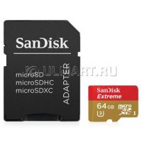   TransFlash 64Gb MicroSDXC class 10 UHS-I SanDisk Extreme for Action Cameras 90MB/s, SDS