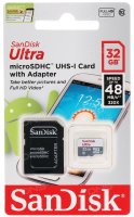   microSDHC SanDisk Ultra Android 32Gb Class10 UHS-1 + SD adapter (SDSQUNB-032G-GN3MN)