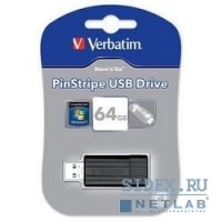   USB 2.0 Verbatim 64Gb PINSTRIPE BLACK [049065]