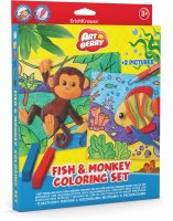   Erich Krause 6 +  8 + 2  Fish & Monkey Coloring Set Art