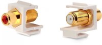 Hyperline KJ1-RCA/RD-FHG-WH  Keystone Jack, F-type / RCA  (IN/OUT), gold plated, ROHS